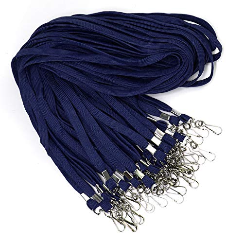 Schlüsselband 100 Stück Bulk Lanyards für ID Badge Neck Lanyard Swivel J-Hook für Namensschild Badge Holders, Schlüsselanhänger Band (Dunkelblau, 100 Stück) von Hontmy