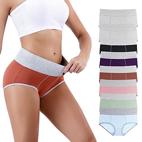 Honzadar Unterhosen Damen Baumwolle Hohe Taille Unterwäsche Stretch Bauchkontrolle Taillenslip,Mehrpack,(Multicolored C-8Pack-114) Gr.S von Honzadar