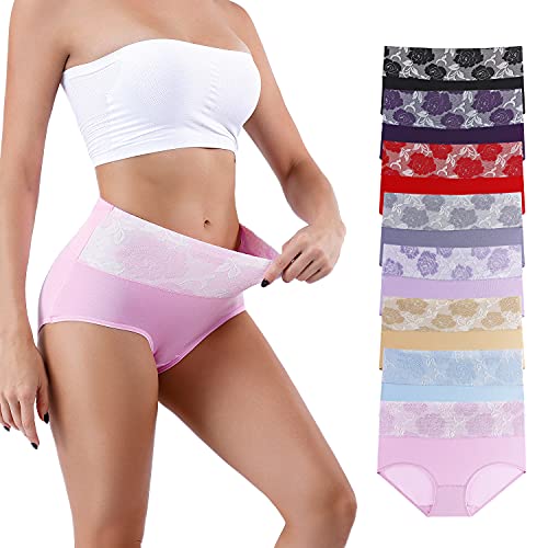 Honzadar Unterhosen Damen Baumwolle Hohe Taille Unterwäsche Stretch Bauchkontrolle Taillenslip,Mehrpack,(Multicolored E-8Pack) Gr.4XL von Honzadar