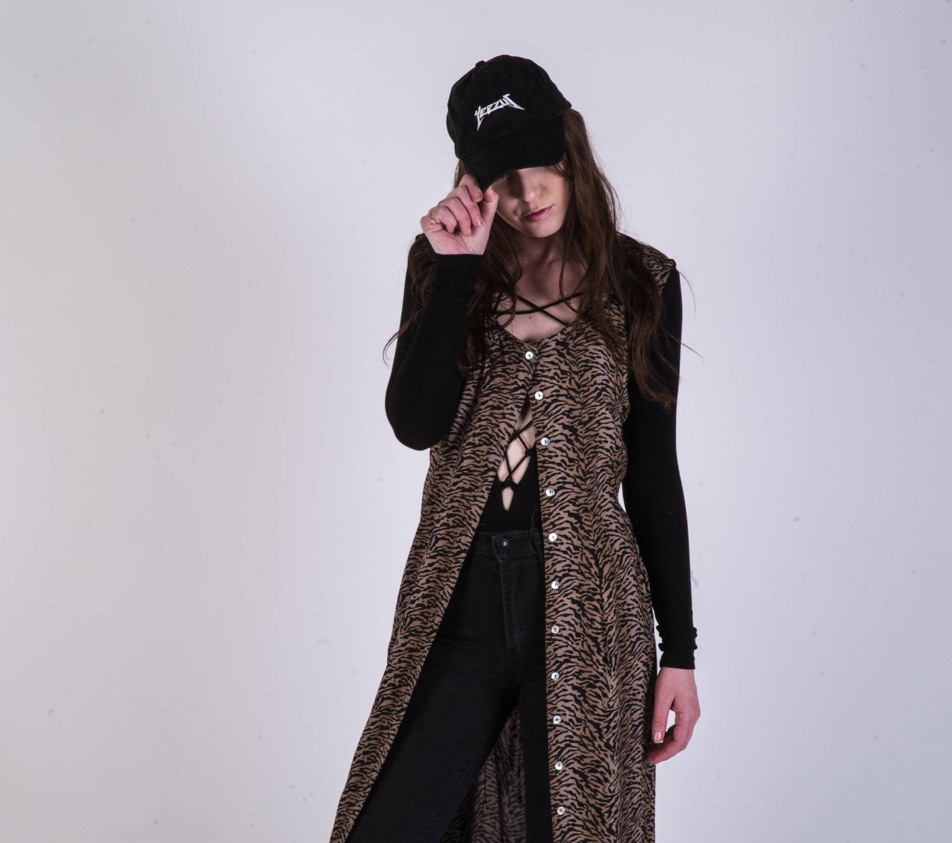 1990Er Jahren Drucken Tiger Duster Kleid 1990Er Jahren Drucken Tiger Duster Kleid von HoodHippieVintage