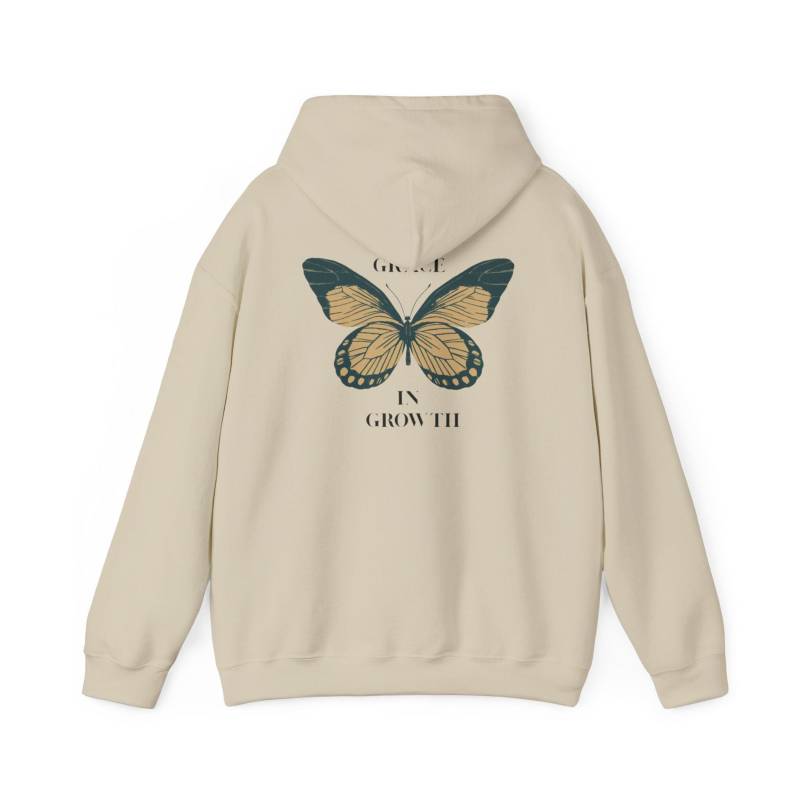 Grace in Growth Hoodie - Unisex Butterfly Pullover, Motivational Statement Sweatshirt, Cozy Streetwear Gift von HoodedSnugLife