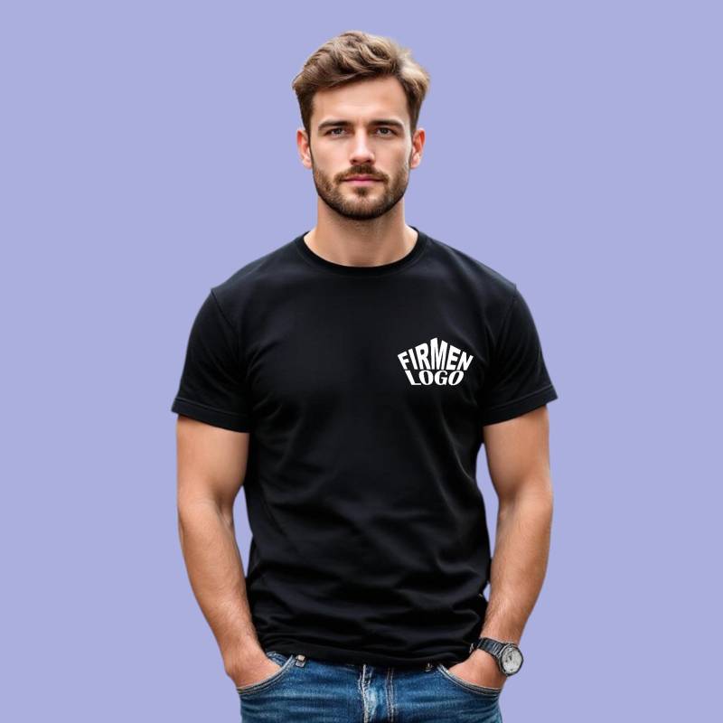 Schwarzes Herren T-Shirt Personalisiert Mit Firmenlogo | Bedrucktes Shirt Für Arbeit Und Events Individuelle Team - & Unternehmenskleidung Schwarzes Herren T-Shirt Personalisiert Mit Firmenlogo | Bedrucktes Shirt Für Arbeit Und Events Individuelle Team - & Unternehmenskleidung von HoodieHelden