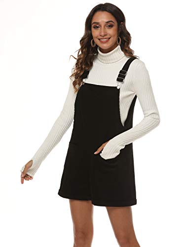 Hooever Damen Overall Shorts Schwarz Cord Strapse Kurz Latzhose Shortalls, 1#schwarz, Large von Hooever