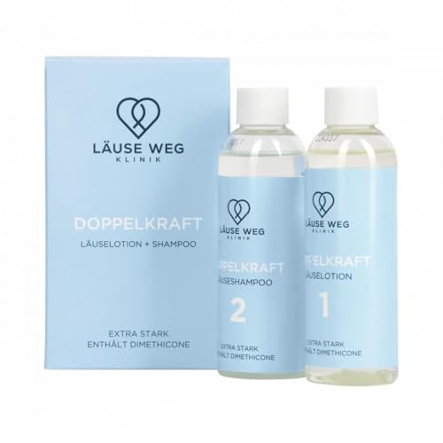 Läuse Weg Klinik – Premium Läuseshampoo in Kombination mit hochdosierter Lotion für Erwachsene und Kinder – Effektives Läusemittel auf Basis von Dimeticon mit Eukalyptus und Limonen Duft – 2 x 100 ml von HoofdZorg Kliniek