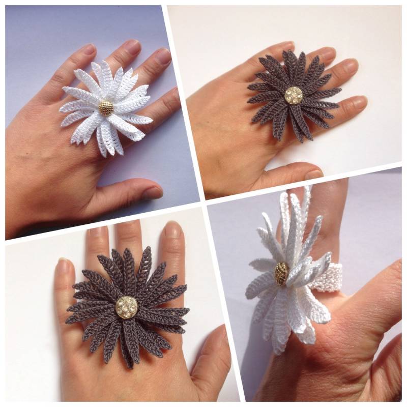 Gehäkelte Spitzen Gänseblümchen Blume Ring von HookCrochet