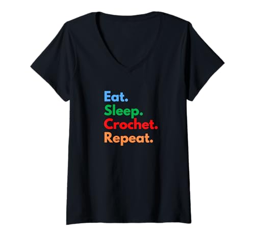 Damen Eat Sleep Crochet Repeat für Häkel- und Häkelliebhaber T-Shirt mit V-Ausschnitt Damen Eat Sleep Crochet Repeat für Häkel- und Häkelliebhaber T-Shirt mit V-Ausschnitt von HookNest Co.