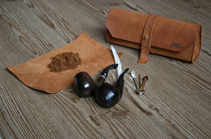 Pfeifentasche Lederpfeifenbeutel Personalisierte Ledertabaktasche Lederpfeife Rolle Lederpfeifentasche Lederpfeifenhalter von HookahLeather