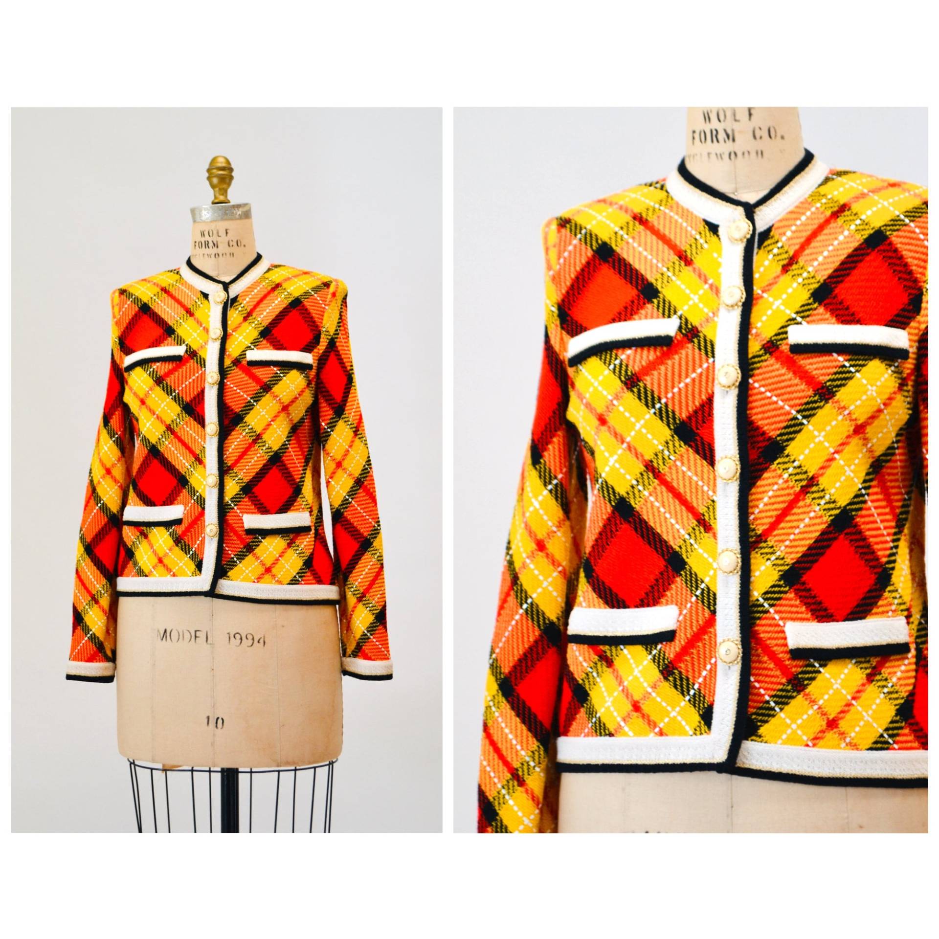 80Er 90Er Vintage St. John Kollektion Gelb Karierter Pullover Cardigan Jacke Schwarz Rot Gold Karierte Strickjacke Kleine St 80Er 90Er Vintage St. John Kollektion Gelb Karierter Pullover Cardigan Jacke Schwarz Rot Gold Karierte Strickjacke Kleine St von Hookedonhoney