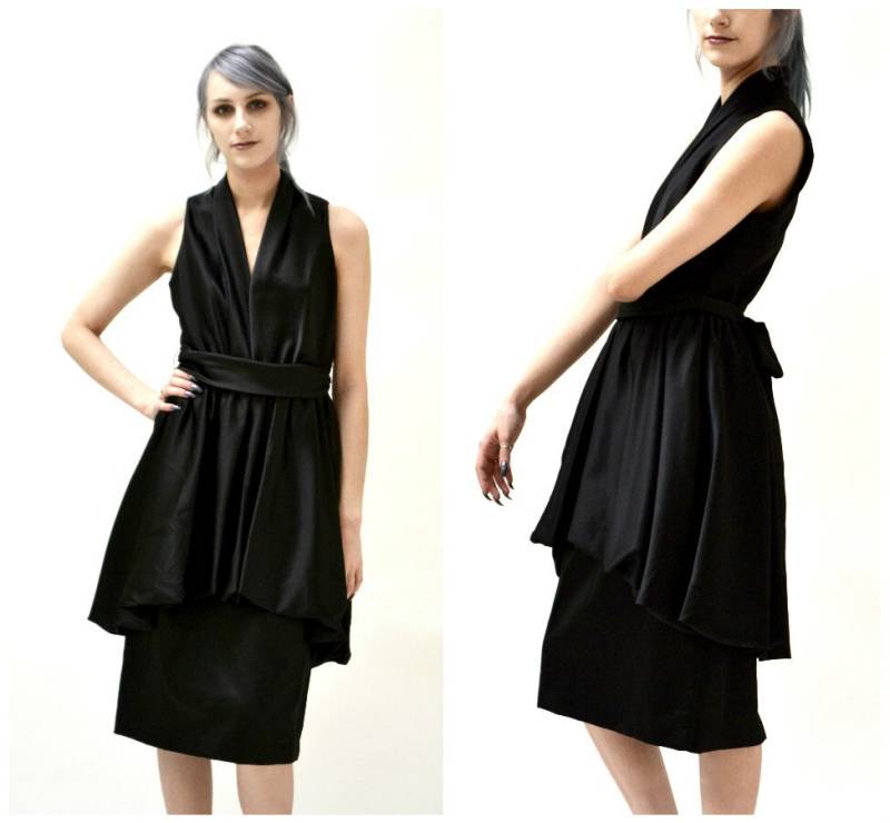 80Er Vintage Schwarzes Kleid Medium Large Jahre 50Er Jahre Partykleid// Abschlussball-Party-Cocktailkleid von Hookedonhoney