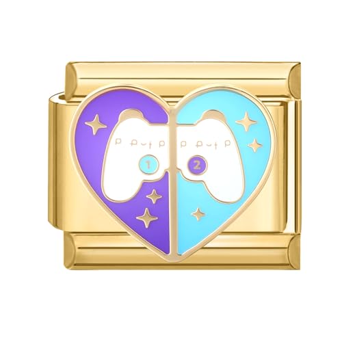 Hoomall Gold Italian Bracelet Charm Modular 9mm Kratzfest Edelstahl Italian Style Module DIY Italienisches Armband Charms Italian Schmuck Charm Zubehör Personalisiert Geschenk Mädchen (Spielkonsole) von Hoomall