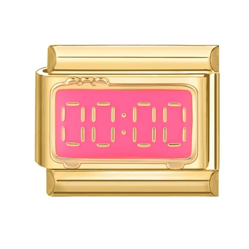 Hoomall Gold Italian Bracelet Charm Modular 9mm Kratzfest Edelstahl Italian Style Module DIY Italienisches Armband Charms Italian Schmuck Charm Zubehör Personalisiert Geschenk für Mädchen (00:00 Uhr) von Hoomall