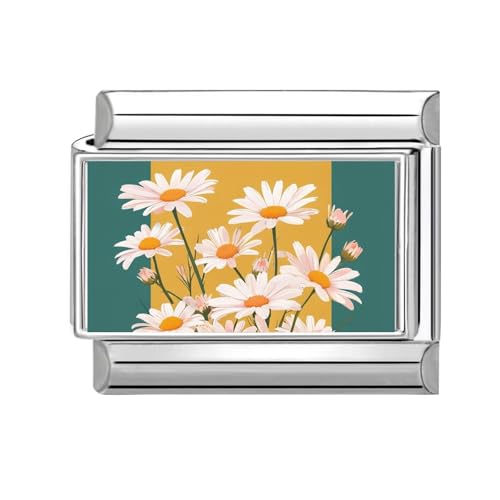 Hoomall Italian Charm Bracelet Charms Blumen Silber Floral 9mm Edelstahl Italian Module für Damen DIY Italian Style Charms Zeitlos Modular Italienische Armbänder Personalisiert Geschenk (Gänseblümchen von Hoomall