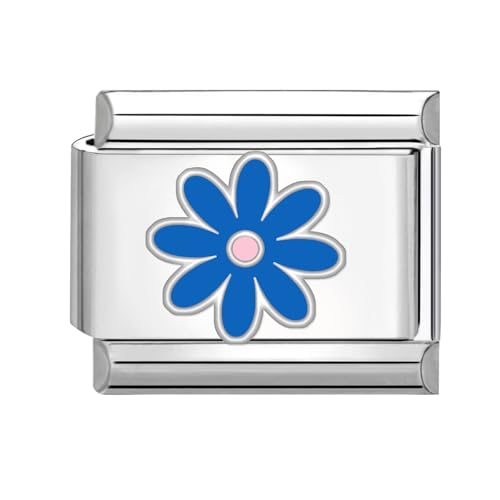Hoomall Italian Charm Bracelet Charms Silber Italienische Armband Charms mit Blumen 9mm Italian Style Module Bunt Italian Stil Schmuck Zubehör DIY Damen Geschenk (Blau) von Hoomall