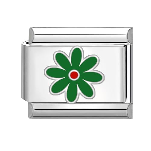 Hoomall Italian Charm Bracelet Charms Silber Italienische Armband Charms mit Blumen 9mm Italian Style Module Bunt Italian Stil Schmuck Zubehör DIY Damen Geschenk (Grün) von Hoomall