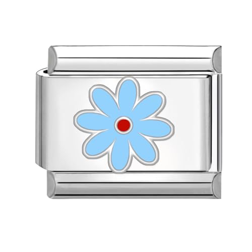 Hoomall Italian Charm Bracelet Charms Silber Italienische Armband Charms mit Blumen 9mm Italian Style Module Bunt Italian Stil Schmuck Zubehör DIY Damen Geschenk (Hellblau) von Hoomall