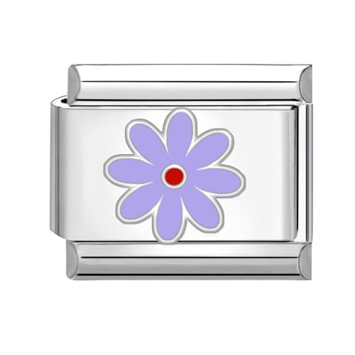 Hoomall Italian Charm Bracelet Charms Silber Italienische Armband Charms mit Blumen 9mm Italian Style Module Bunt Italian Stil Schmuck Zubehör DIY Damen Geschenk (Lila) von Hoomall