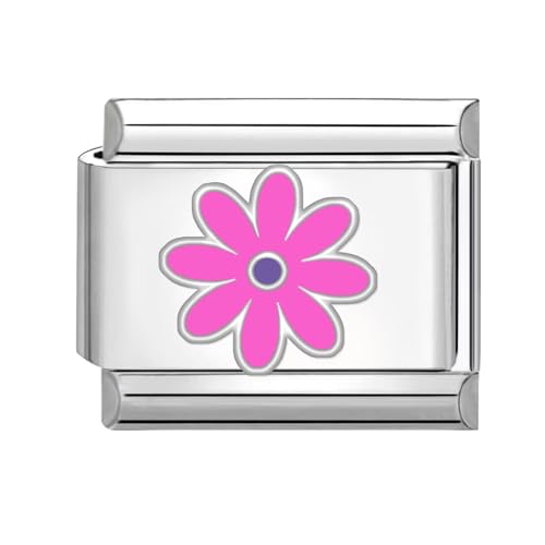 Hoomall Italian Charm Bracelet Charms Silber Italienische Armband Charms mit Blumen 9mm Italian Style Module Bunt Italian Stil Schmuck Zubehör DIY Damen Geschenk (Rosa) von Hoomall