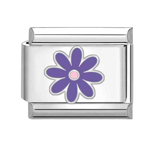 Hoomall Italian Charm Bracelet Charms Silber Italienische Armband Charms mit Blumen 9mm Italian Style Module Bunt Italian Stil Schmuck Zubehör DIY Damen Geschenk (Violett) von Hoomall