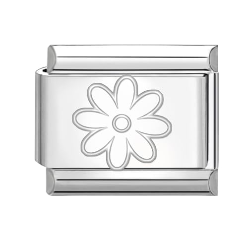 Hoomall Italian Charm Bracelet Charms Silber Italienische Armband Charms mit Blumen 9mm Italian Style Module Bunt Italian Stil Schmuck Zubehör DIY Damen Geschenk (Weiß) von Hoomall