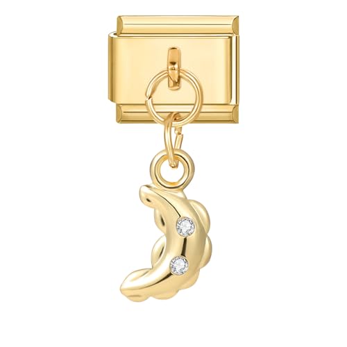 Hoomall Italian Charm Bracelet Charms mit Anhänger Armband Fußkettchen Halskette Charms 10x9mm Gold Edelstahl Italian Charms DIY Modul Charm Abnehmbare Schmuck(Mond) von Hoomall