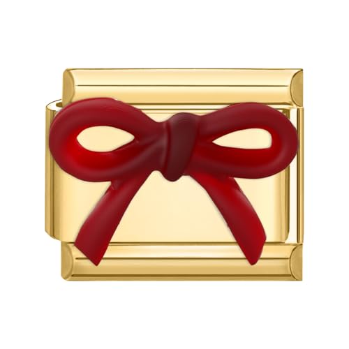 Hoomall Italian Charm Bracelet Gold Edelstahl Vergoldet Italian Modulares Armband 9mm 3D Muster Italian Style Charms DIY Abnehmbar Italienische Armbänder Module Frauen Mädchen Geschenk (Rot Schleife) Hoomall Italian Charm Bracelet Gold Edelstahl Vergoldet Italian Modulares Armband 9mm 3D Muster Italian Style Charms DIY Abnehmbar Italienische Armbänder Module Frauen Mädchen Geschenk (Rot Schleife) von Hoomall