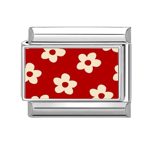 Hoomall Italian Charm Bracelet Silber 9mm Edelstahl Italian Charms DIY Abnehmbar Module für Italienische Armbänder Niedlich Rosa Italian Style Armband Zubehör für Damen Mädchen Geschenk (Blumen) von Hoomall