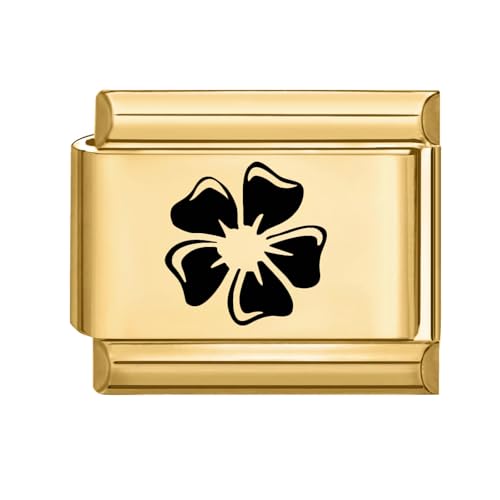 Hoomall Italian Charms Armband Gold Damen 9mm Vergoldet Italian Charm Bracelet Module DIY Abnehmbar Italian Style Charms Edelstahl Italienische Armband Zubehör Nomination Glieder Mädchen (Blume) von Hoomall