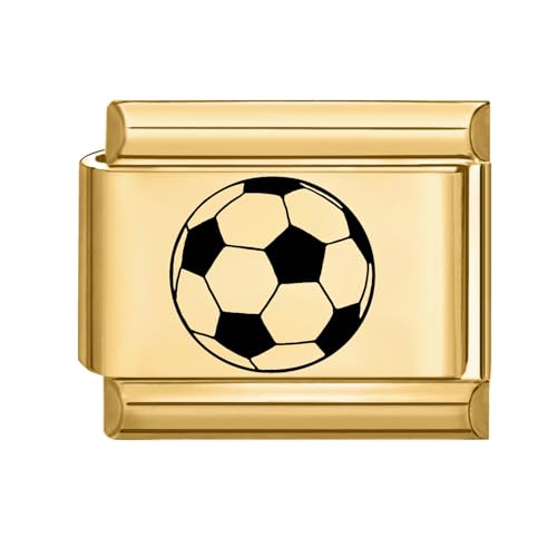 Hoomall Italian Charms Armband Gold Damen 9mm Vergoldet Italian Charm Bracelet Module DIY Abnehmbar Italian Style Charms Edelstahl Italienische Armband Zubehör Nomination Glieder Mädchen (Fußball) von Hoomall