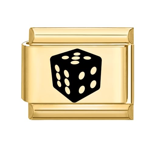 Hoomall Italian Charms Armband Gold Damen 9mm Vergoldet Italian Charm Bracelet Module DIY Abnehmbar Italian Style Charms Edelstahl Italienische Armband Zubehör Nomination Glieder Mädchen (Würfel) von Hoomall