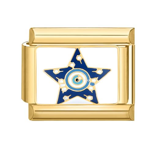 Hoomall Italian Charms Armband Gold Damen 9mm Vergoldet Modular Italian Bracelet Charm Italian Stil Armband Glieder Zubehör DIY Italienische Style Charm Schmuck Mädchen Geschenk(Stern Auge) von Hoomall