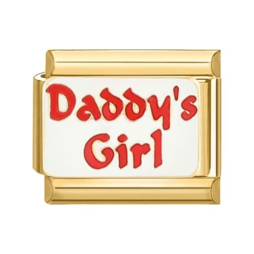 Hoomall Italian Charms Armband Gold Damen 9mm Vergoldet Modular Italian Bracelet Charm Italian Stil Armband Glieder Zubehör DIY Italienische Style Charm Schmuck Mädchen Geschenk (Daddy's Girl) von Hoomall
