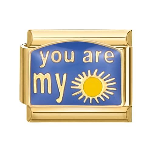 Hoomall Italian Charms Armband Gold Damen 9mm Vergoldet Modular Italian Bracelet Charm Italian Stil Armband Glieder Zubehör DIY Italienische Style Charm Schmuck Mädchen Geschenk (Sonne) von Hoomall