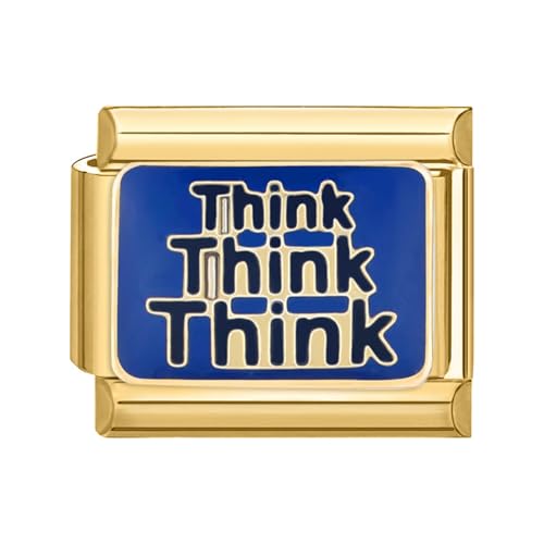 Hoomall Italian Charms Armband Gold Damen 9mm Vergoldet Modular Italian Bracelet Charm Italian Stil Armband Glieder Zubehör DIY Italienische Style Charm Schmuck Mädchen Geschenk (Think) von Hoomall