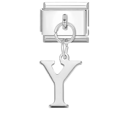 Hoomall Italian Charms Module Silber Anhänger Buchstaben A-Z 9mm Edelstahl Italian Bracelet Charm Damen DIY Italian Style Charms Abnehmbar Italienisches Charm Armband Zubehör Mädchen Teens Geschenk(Y) von Hoomall
