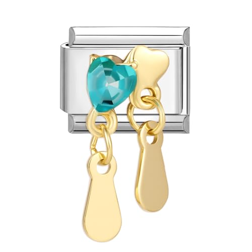 Hoomall Italian Style Charms Edelstahl Module DIY Silber Italian Charm Bracelet Abnehmbar 9mm Italian Charm Armband 3D Lebendig Muster Italienische Armband Charm Zubehör Damen Geschenk(Blau Herz) von Hoomall