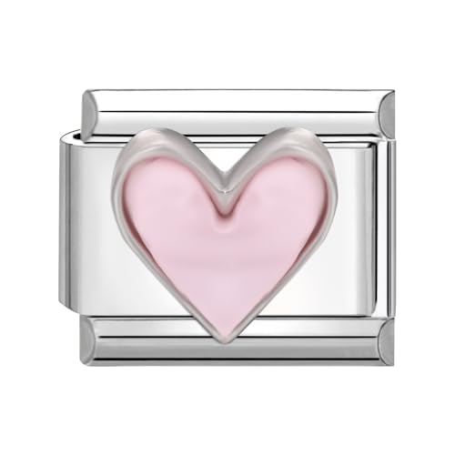 Hoomall Italian Style Charms Edelstahl Module DIY Silber Italian Charm Bracelet Abnehmbar 9mm Italian Charm Armband 3D Lebendig Muster Italienische Armband Charm Zubehör Damen Geschenk (Pink Herz) von Hoomall
