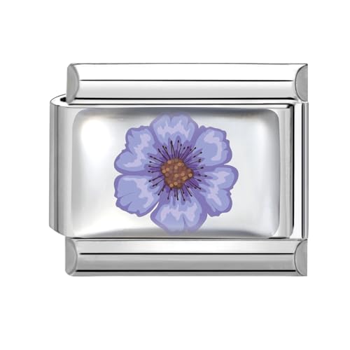 Hoomall Italienische Armband Charms Silber UV Harz Italian Charm Bracelet Blumen Muster 9mm Abnehmbare DIY Charms für Armbänder Edelstahl Italian Stil Module Schmuck Zubehör Damen Geschenk (Lila Blume von Hoomall