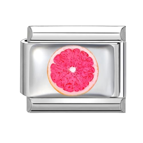 Hoomall Italienische Armband Charms Silber UV Harz Obst Italian Charm Bracelet 9mm Edelstahl Italian Charms Module DIY Abnehmbare Armbänder Zubehör Geschenkidee für Damen Mädchen (Grapefruit) von Hoomall