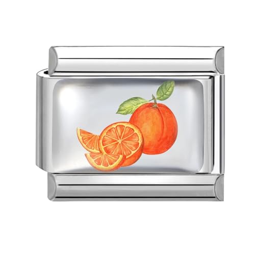 Hoomall Italienische Armband Charms Silber UV Harz Obst Italian Charm Bracelet 9mm Edelstahl Italian Charms Module DIY Abnehmbare Armbänder Zubehör Geschenkidee für Damen Mädchen (Orange) von Hoomall
