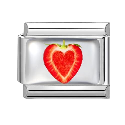 Hoomall Italienische Armband Charms Silber UV Harz Obst Italian Charm Bracelet 9mm Edelstahl Italian Charms Module DIY Abnehmbare Armbänder Zubehör Geschenkidee für Damen Mädchen (Rot Erdbeer) von Hoomall