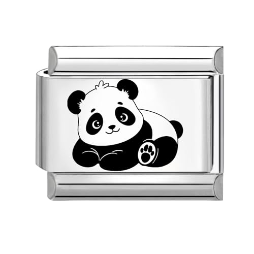 Hoomall Panda Italian Charm Bracelet Charms Armband Fußkettchen Halskette Charms 10x9mm Silber Edelstahl Italian Charms Niedliche Tier Panda DIY Modul Charm Abnehmbare Kreativ Craft(F) von Hoomall
