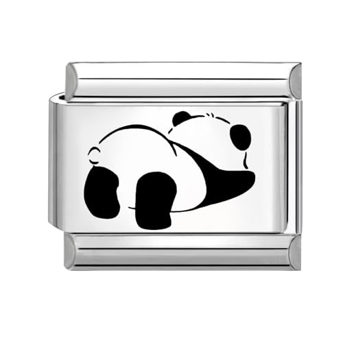 Hoomall Panda Italian Charm Bracelet Charms Armband Fußkettchen Halskette Charms 10x9mm Silber Edelstahl Italian Charms Niedliche Tier Panda DIY Modul Charm Abnehmbare Kreativ Craft(H) von Hoomall