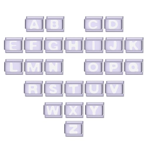 Hoomall Personalisierte Italian Charm Bracelet Lila A-Z Buchstaben Italian Style Charms Module 9mm Edelstahl Italienischen Stil Charms Indivisuelle DIY Alphabet Charm Armband Zubehör Geschenk (Lila) von Hoomall