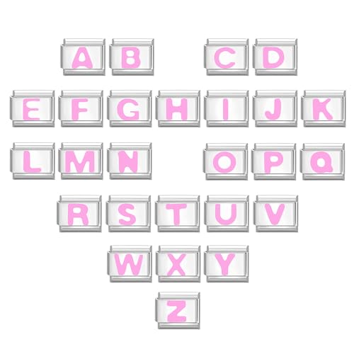Hoomall Personalisierte Italian Charm Bracelet Rosa A-Z Buchstaben Italian Style Charms Module 9mm Edelstahl Italienischen Stil Charms Indivisuelle DIY Alphabet Charm Armband Zubehör Geschenk (S Rosa) von Hoomall