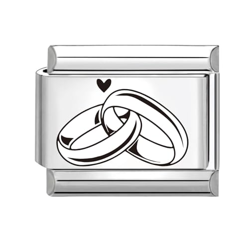 Hoomall Silber Italian Bracelet Charm Gravur 9mm Edelstahl Italian Charms Module DIY Abnehmbar Italian Style Charms Damen Italienische Armbänder Zubehör Geschenk für Mädchen Teens (Ehering) von Hoomall