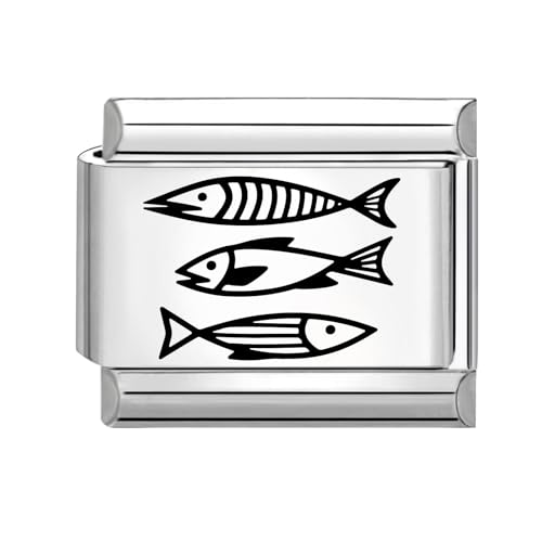 Hoomall Silber Italian Bracelet Charm Gravur 9mm Edelstahl Italian Charms Module DIY Abnehmbar Italian Style Charms Damen Italienische Armbänder Zubehör Geschenk für Mädchen Teens (Fische) von Hoomall