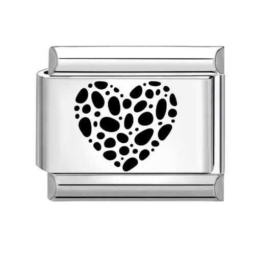 Hoomall Silber Italian Bracelet Charm Gravur 9mm Edelstahl Italian Charms Module DIY Abnehmbar Italian Style Charms Damen Italienische Armbänder Zubehör Geschenk für Mädchen Teens (Herz) von Hoomall