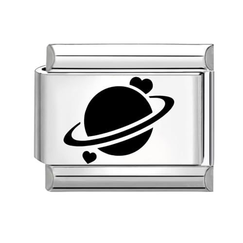 Hoomall Silber Italian Bracelet Charm Gravur 9mm Edelstahl Italian Charms Module DIY Abnehmbar Italian Style Charms Damen Italienische Armbänder Zubehör Geschenk für Mädchen Teens (Planet Heart) von Hoomall