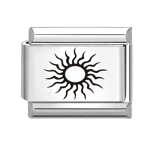 Hoomall Silber Italian Bracelet Charm Gravur 9mm Edelstahl Italian Charms Module DIY Abnehmbar Italian Style Charms Damen Italienische Armbänder Zubehör Geschenk für Mädchen Teens (Sonne) von Hoomall