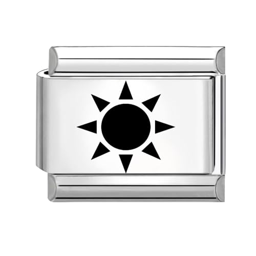 Hoomall Silber Italian Bracelet Charm Gravur 9mm Edelstahl Italian Charms Module DIY Abnehmbar Italian Style Charms Damen Italienische Armbänder Zubehör Geschenk für Mädchen Teens (Sonne 2) von Hoomall